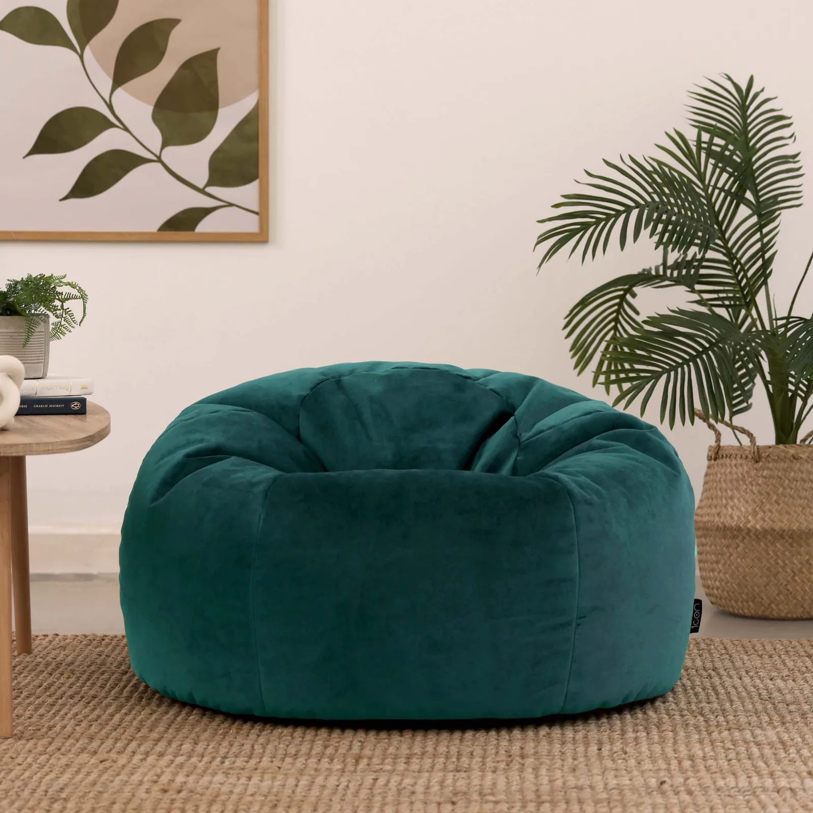 icon Kingston Classic Velvet Bean Bag Chair Ochre Yellow Bean Bags in Teal