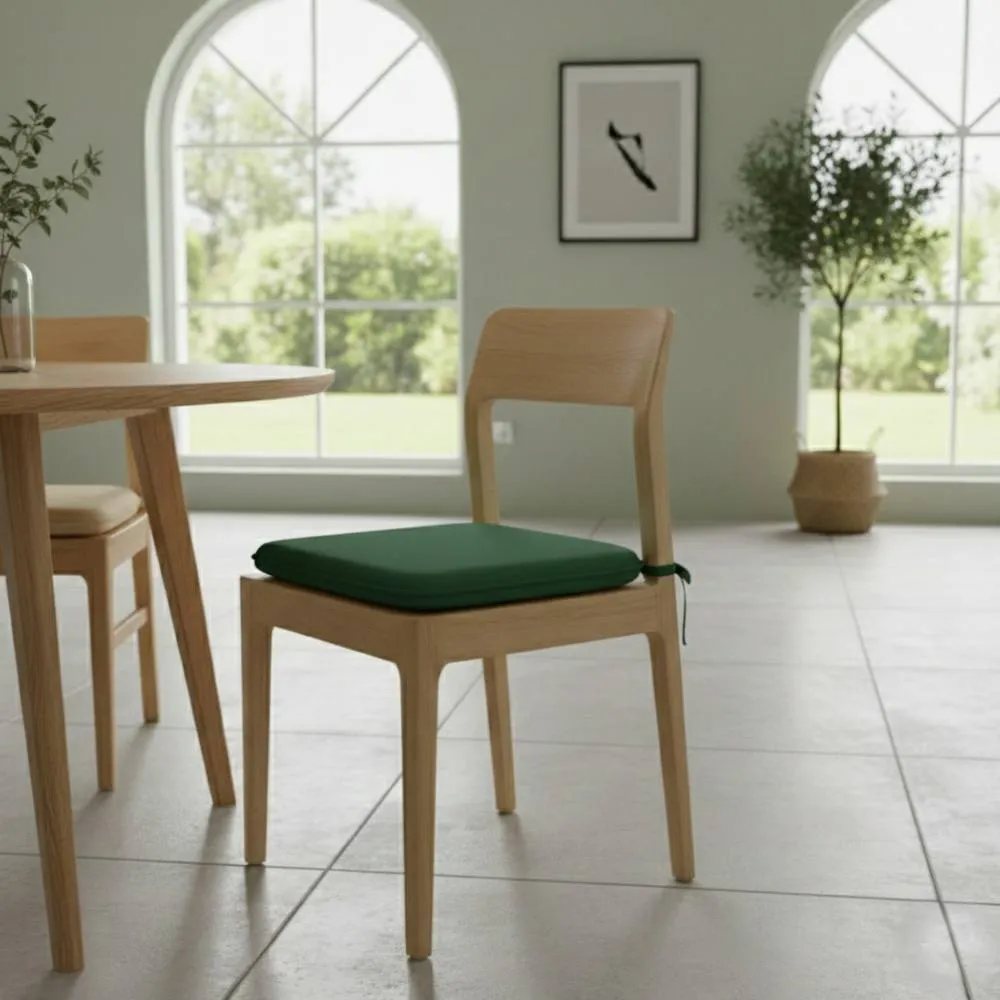 Snug City Waterproof Square Foam Seat Pad with Ties Pack of 4 Chair Cushion in Green