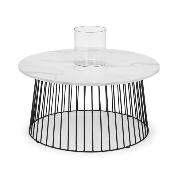 Broadway Round Coffee Table, White Faux Marble 3