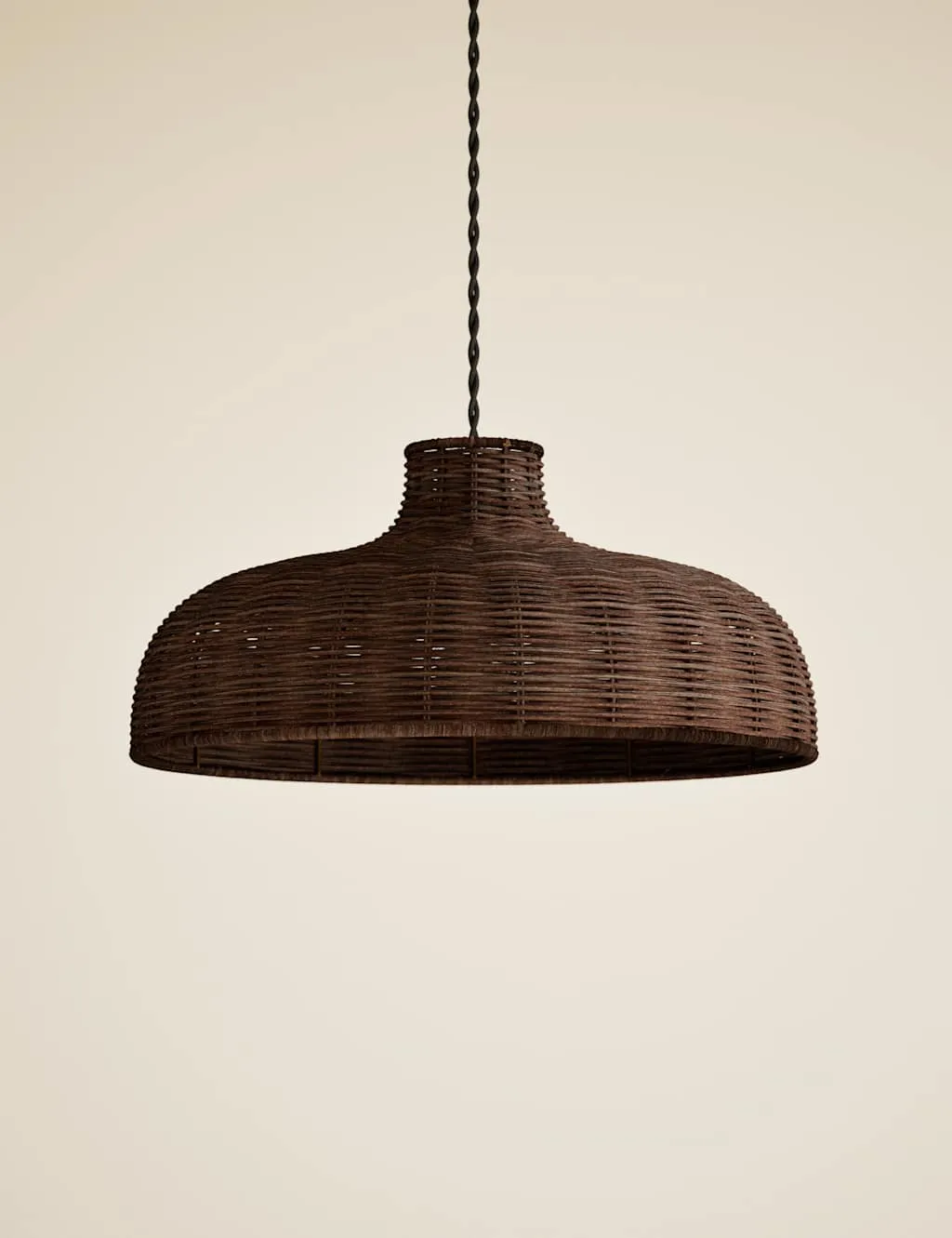 M&S Rattan Easy Fit Ceiling Lamp Shade Dark Brown