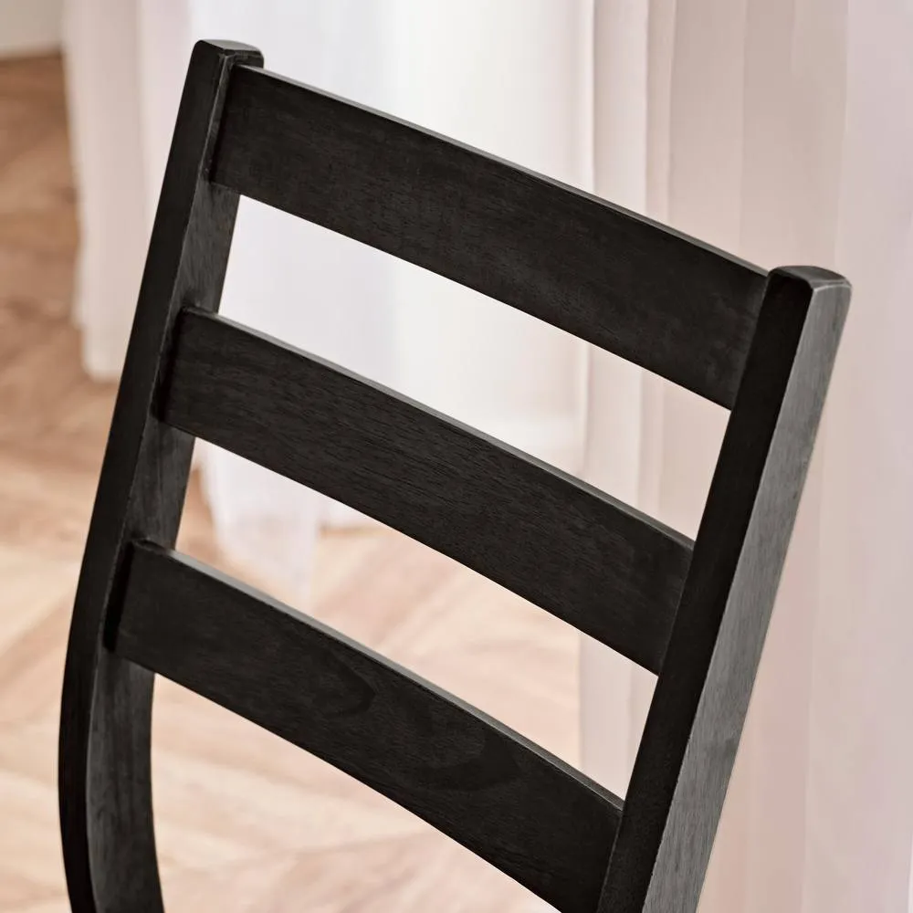 FurnitureboxUK 2x Lynton Black Wooden Dining Chairs 5