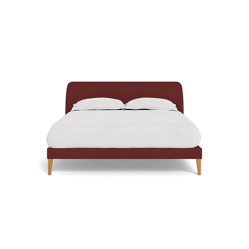 Heal's Wallis Bedstead King Capelo Linen-Cotton Etruscan Red Stained Oak Feet