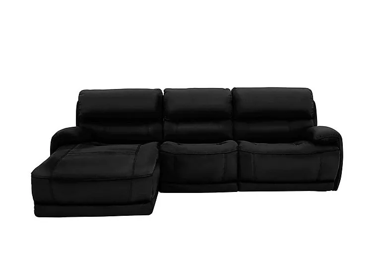Link Leather Power Recliner Left Hand Facing Corner Chaise Sofa with Power Headrests - Classic Black