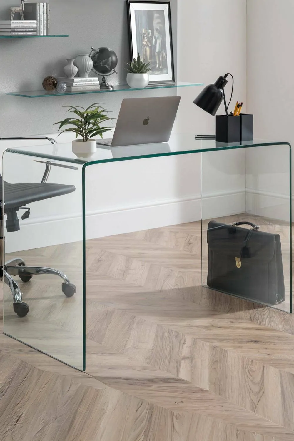 Julian Bowen Amalfi Bent Glass Desk in Clear