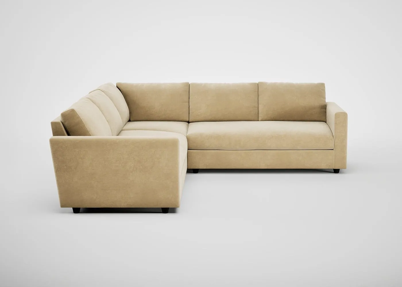 Heal's Nimbus II Full Corner Sofa Smart Luxe Velvet Biscuit Black Feet 1