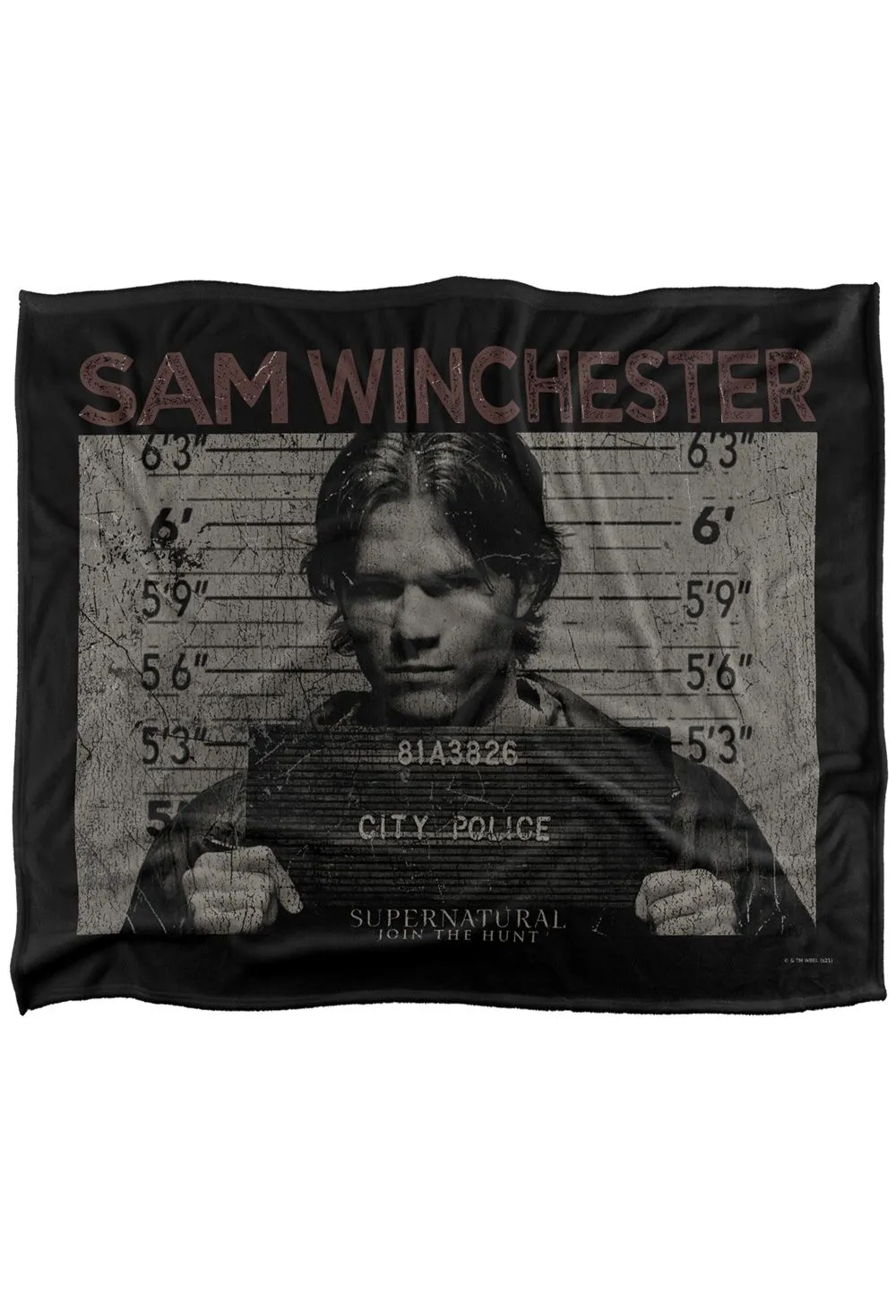 Warner Brothers Supernatural Sam Mug Shot Silky Touch Super Soft Throw Blanket in White
