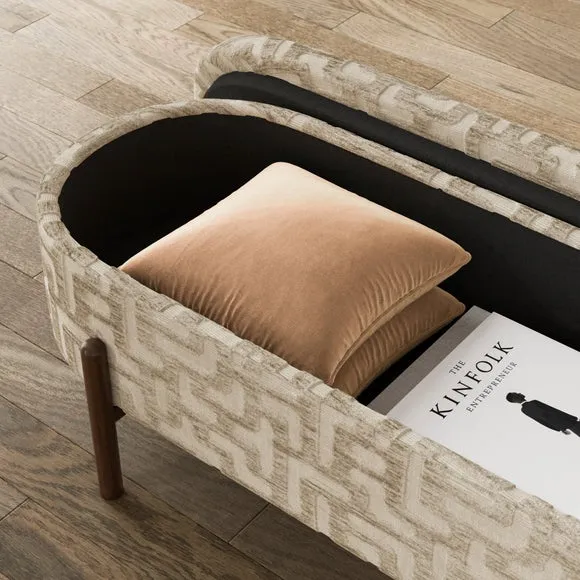 Marley Aztec Chenille Storage Ottoman 3
