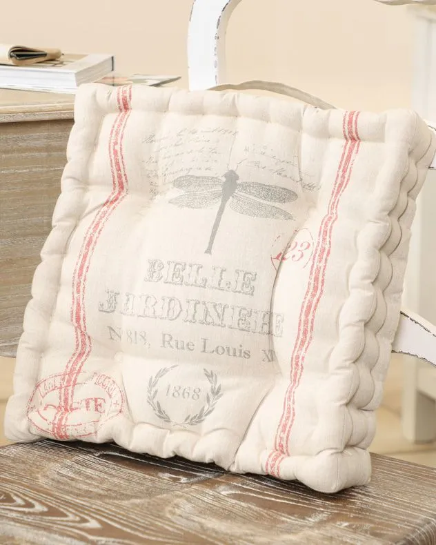Dibor Set of 4 Vintage Style Indoor Outdoor Chair Seat Pad Garden Box Cushions L40cm x W40cm in Grey 2