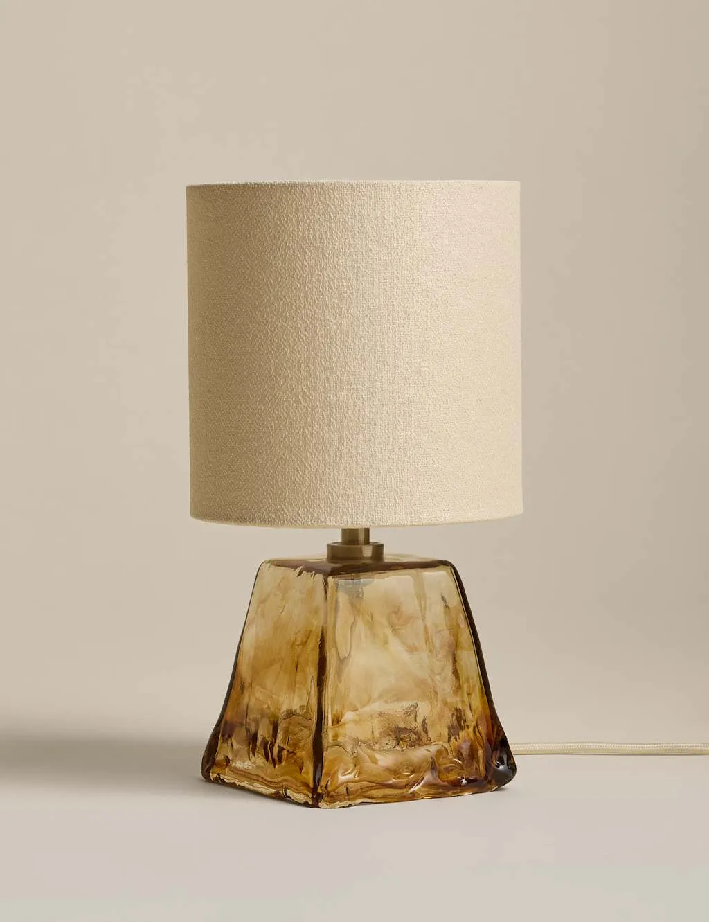 M&S Glass Small Table Lamp Brown