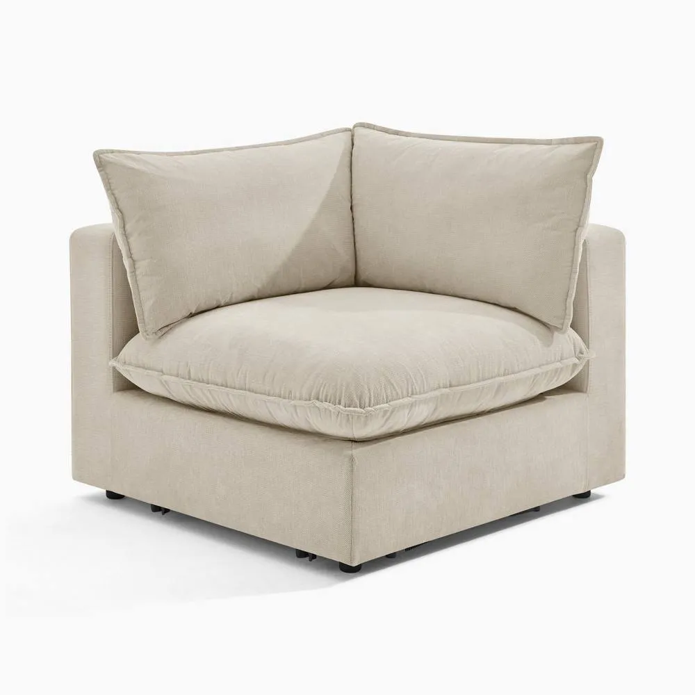 FurnitureboxUK Echo Linen-Look Fabric Corner Armchair for Modular Sofa in Cream 6