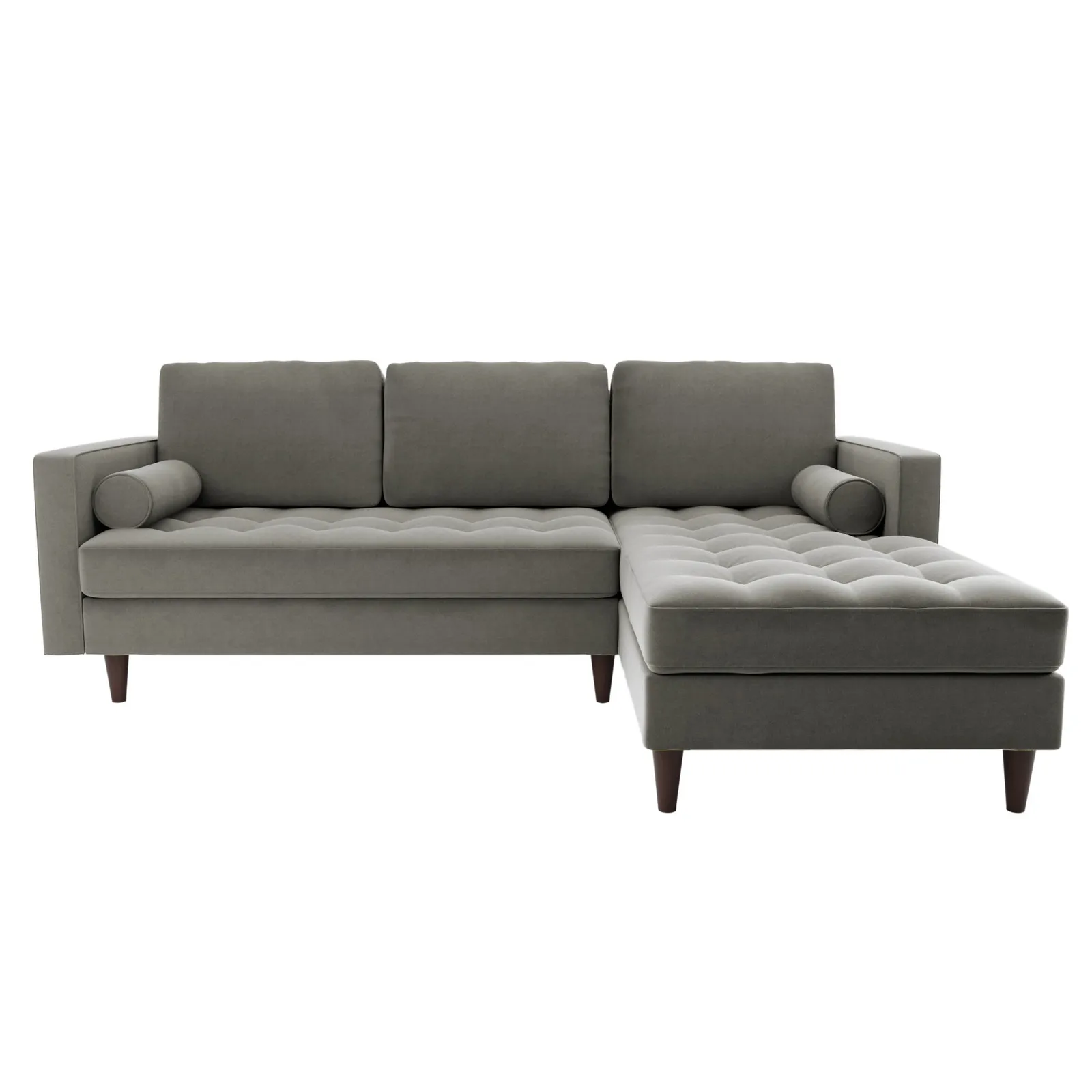 Zoe Velvet Right Hand Corner Sofa Grey