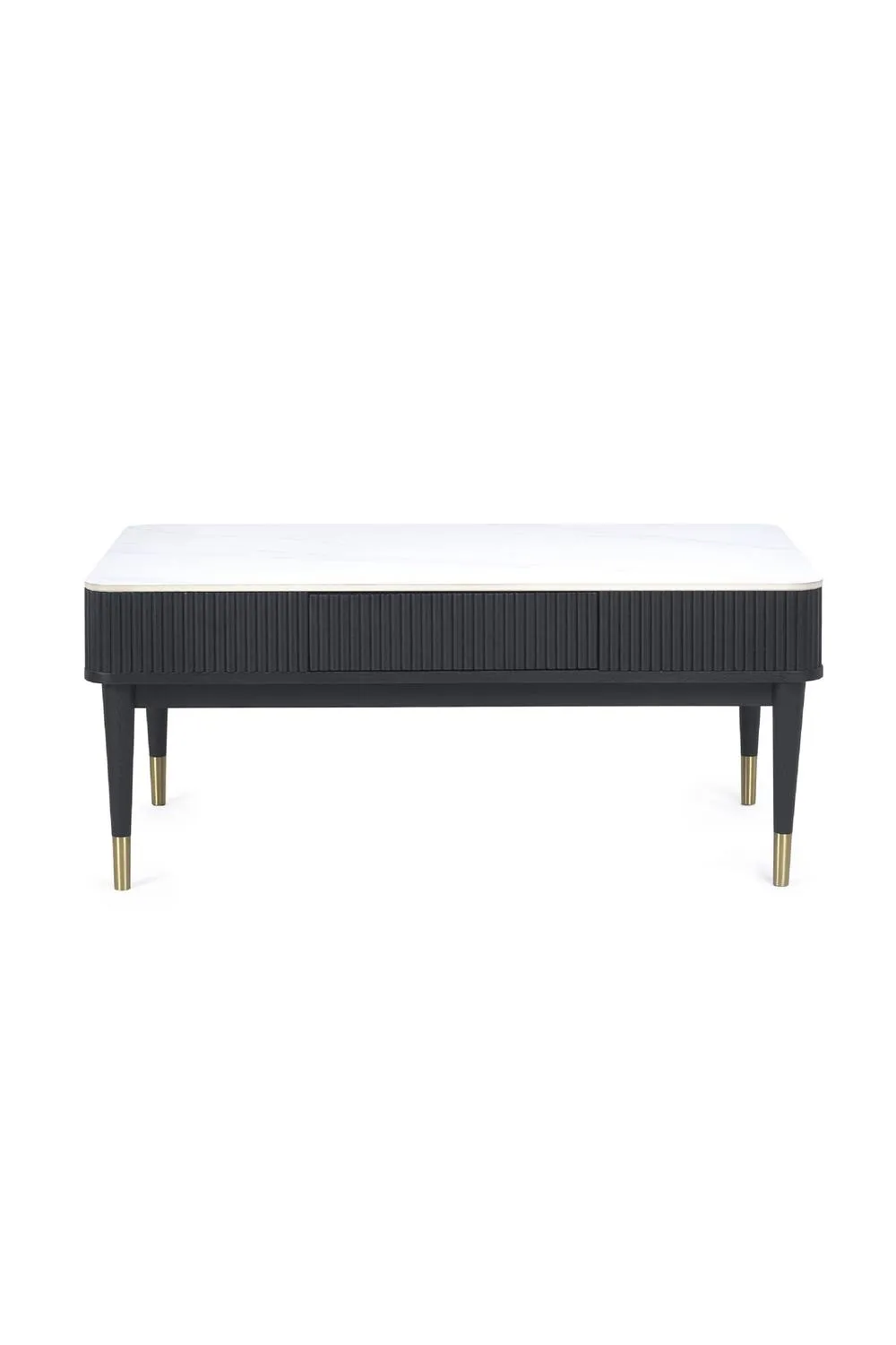 Julian Bowen Louis Fluted 2 Drawer Coffee Table in Black 3
