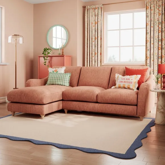 Hattie Slub Faux Linen Corner Chaise 1