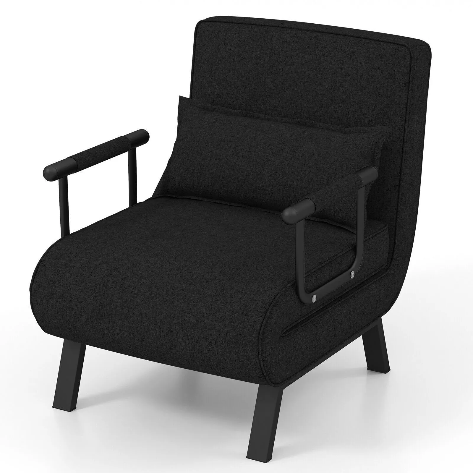 Costway Convertible Single Folding Sofa Bed Sleep Chair with 6 Positions Adjustable Backrest in Dark Grey