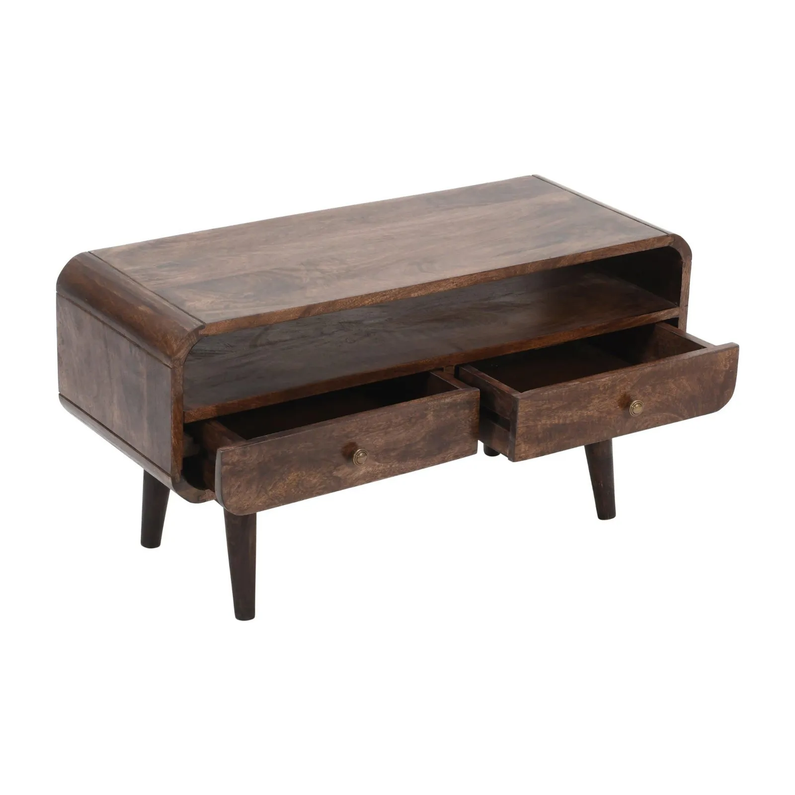 IH Design Malena Dark Mango Wood TV Stand with 2 Drawers in Dark Brown 4