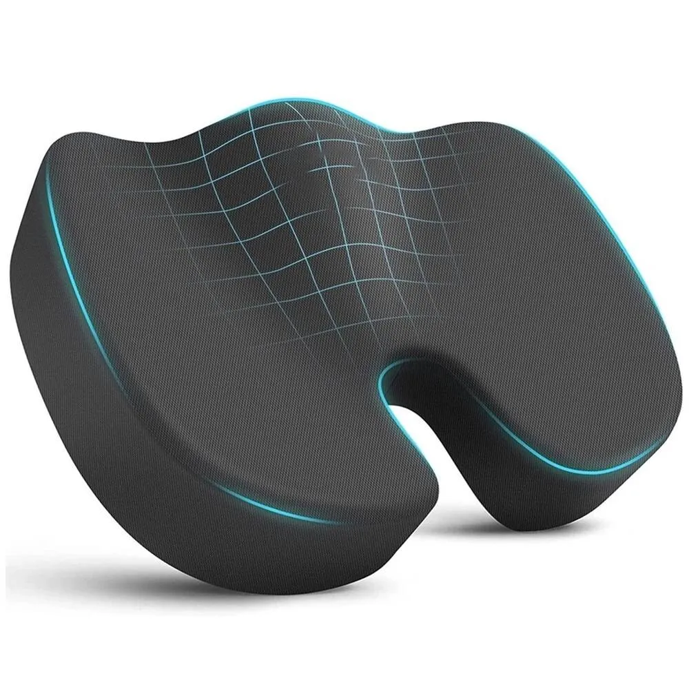 VOGREX Orthopaedic Memory Foam Seat Cushion Coccyx Pain Relief Office in Black