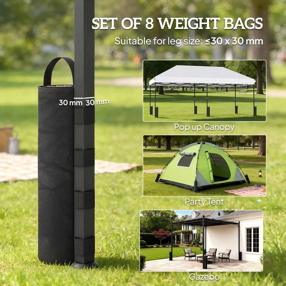 OUTSUNNY 8 Pack Gazebo Sand Weights Bags, 40 kg Heavy Duty Sandbags, Black 4