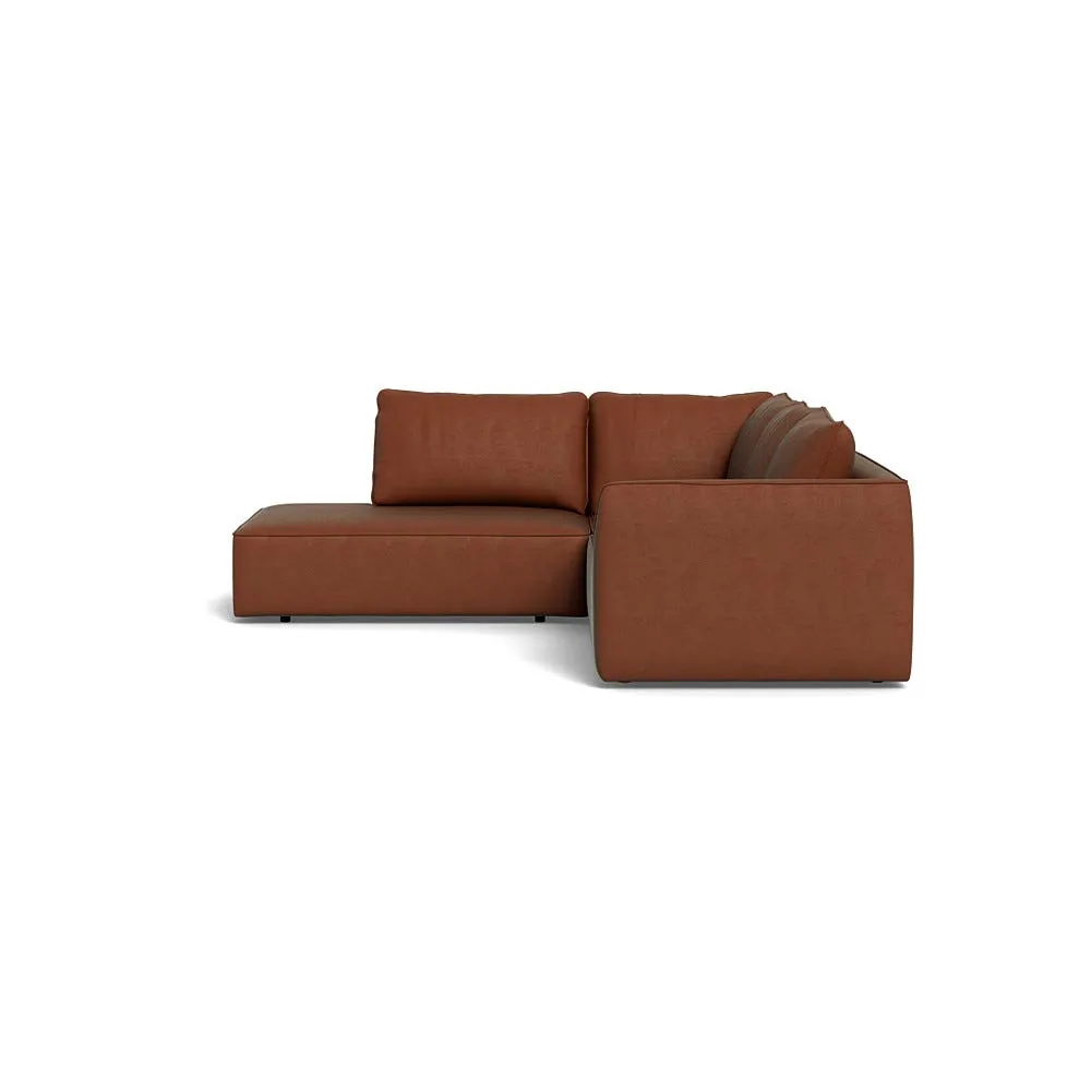 Heal's Morven Left Hand Facing Large Corner Sofa Smart Luxe Velvet Tawny Black Feet 1