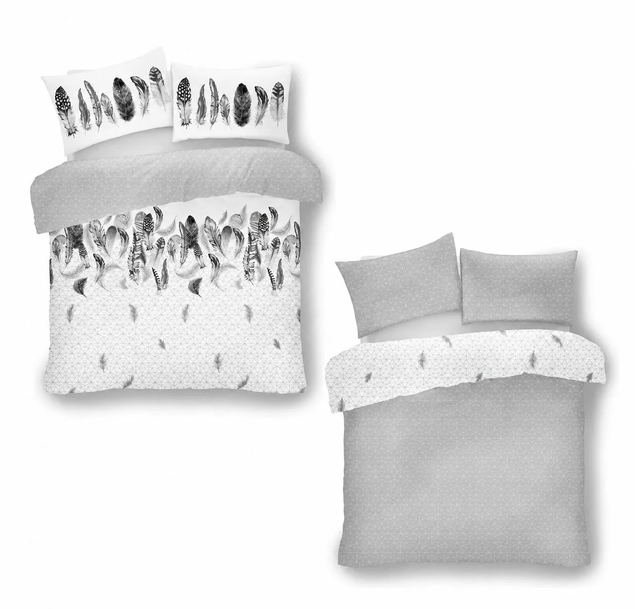Smart Living Printed Polycotton Feathers Duvet Cover With Pillowcases in White 2