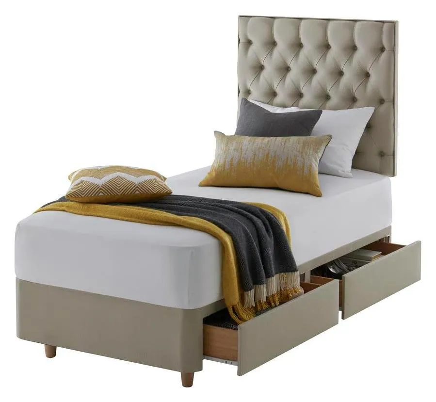 Silentnight Sassaria Single 2 Drawer Divan Set - Sandstone