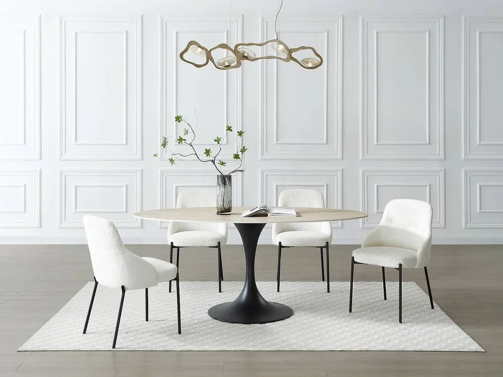 Vente-unique Dining Table for 8 People In Ceramic & Black Metal - Beige 4