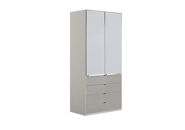 Santa Cruz 100cm 4 Drawer 2 Door Combi Wardrobe - Two Tone/Grey