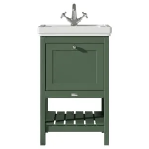 Bayswater Hartleigh Hunter Green Traditional Freestanding Vanity Unit & 1 Tap Hole White Recessed Basin - 500mm