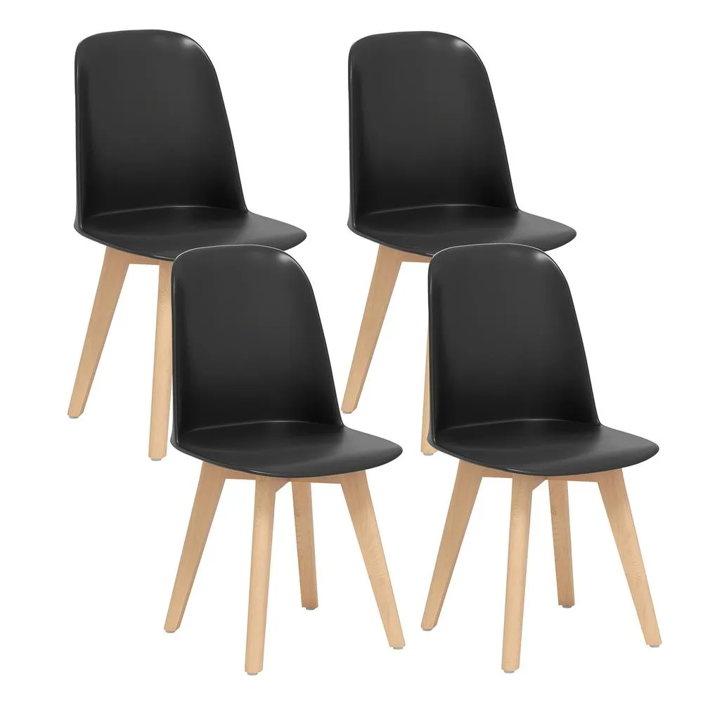 Costway Modern Dining Chairs Set of 2 Armless Kitchen Chairs Side Chair in Black 3