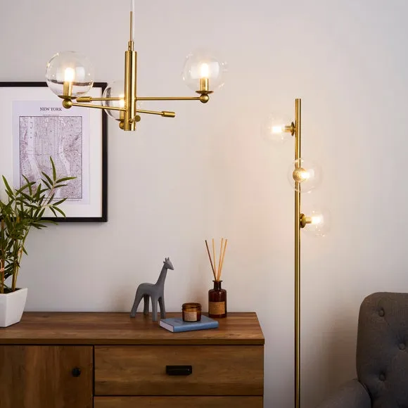 Nour 3 Light Antique Brass Semi Flush Ceiling Light 6