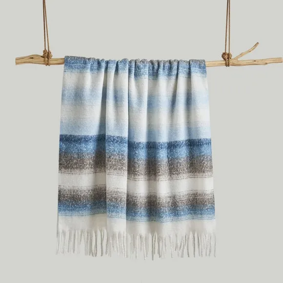 Timeless Ombre Stripe Faux Mohair Throw Blanket 130cm x 180cm 3