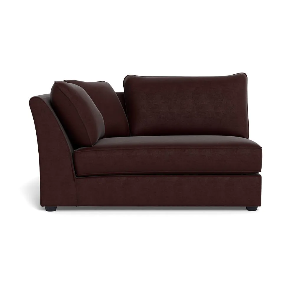Heal's Tailor Large Curved Left Hand Facing Corner Unit Smart Luxe Velvet Acorn Black Beech Feet
