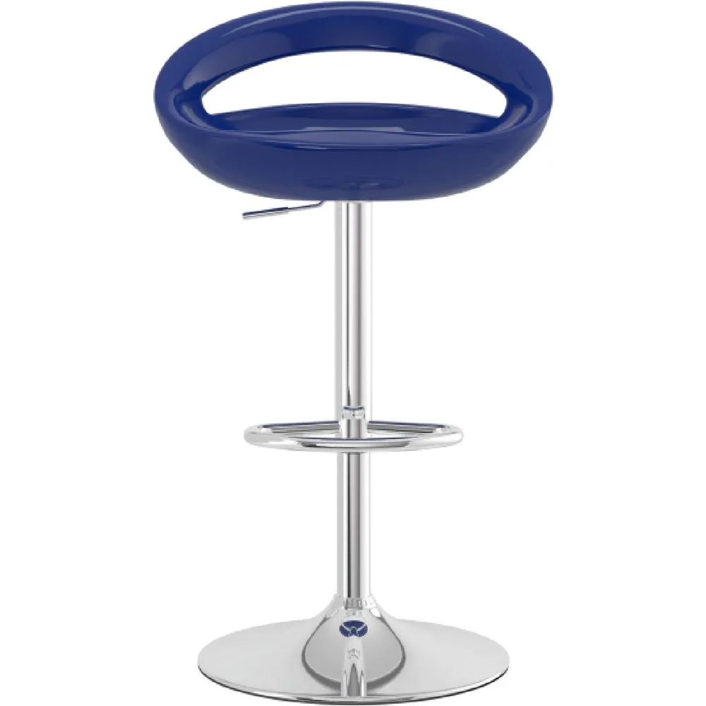 netfurniture Halfy Half Moon Retro Kitchen Bar Stool - Blue Seat Height Adjustable 2