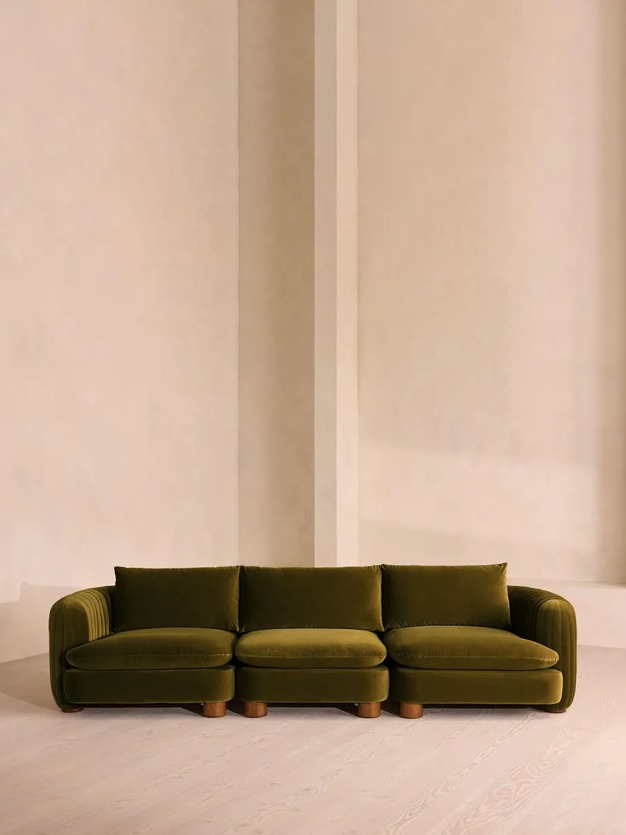 Vivienne Modular Sofa, Four Seater, Velvet Olive