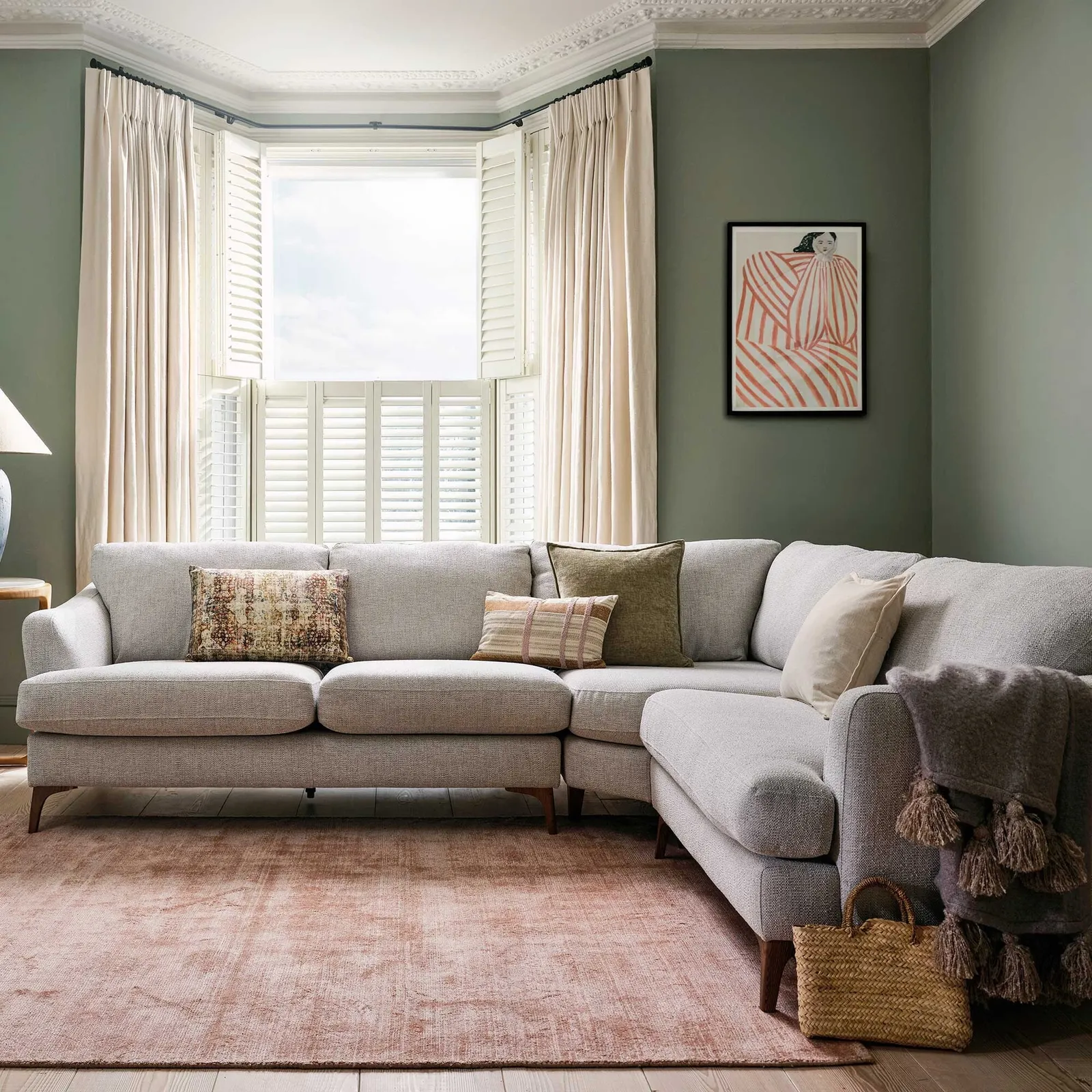 Embrey 2.5 Seater Corner Sofa With Rhf Cuddler, Grey Fabric | Barker & Stonehouse 2