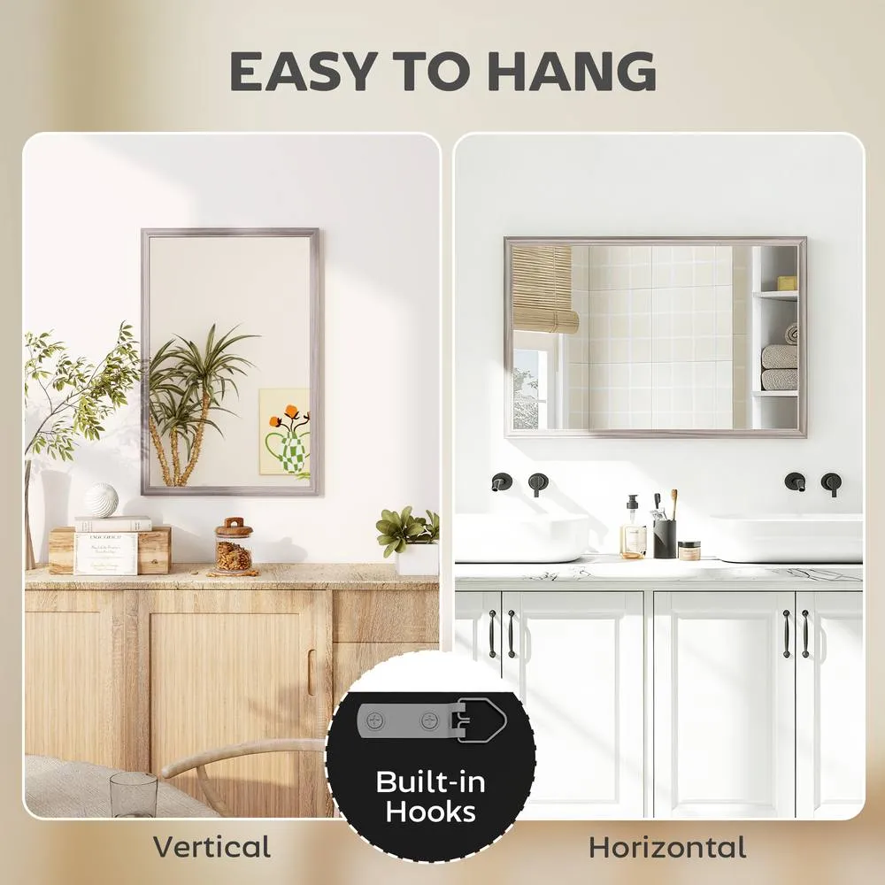HOMCOM 40 x 60 cm Wall Bathroom Mirror, Vanity Mirror, Grey 5