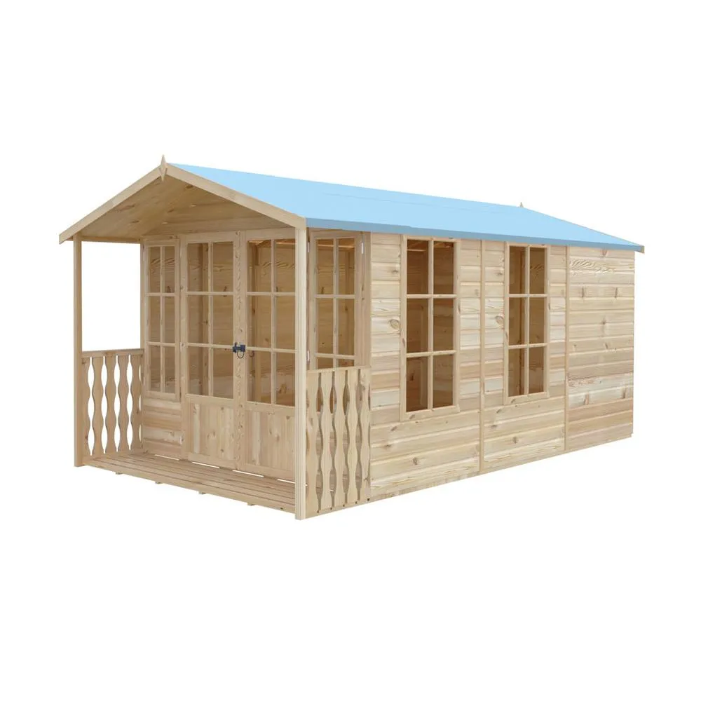 Shires Delmora 8x14 Shiplap Summerhouse with Veranda - L4186xW2456xH2174 mm in Light Brown 2