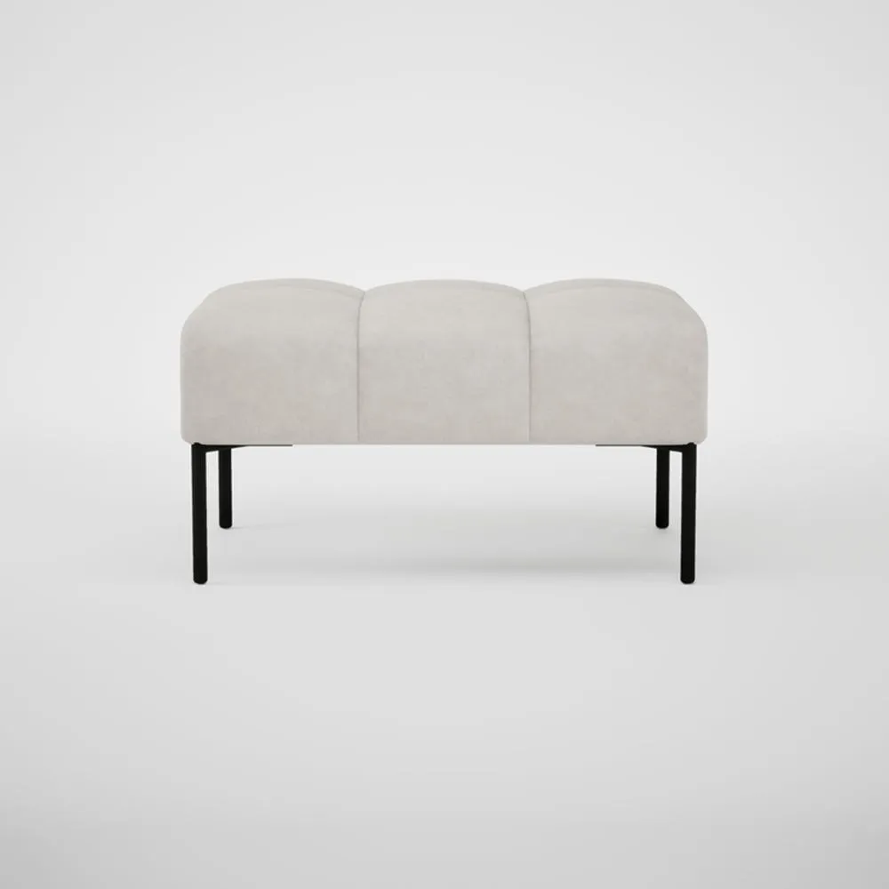 Heal's Quadro Ottoman Leather Grain White 000 Black Feet 2