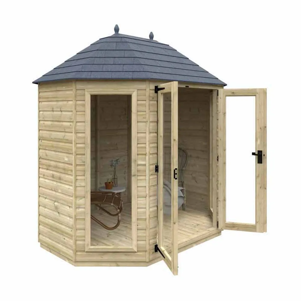 Buttercup Farm 8 x 6 Feet Tanalised Octagonal - Full Pane 16mm Shed in Natural 2