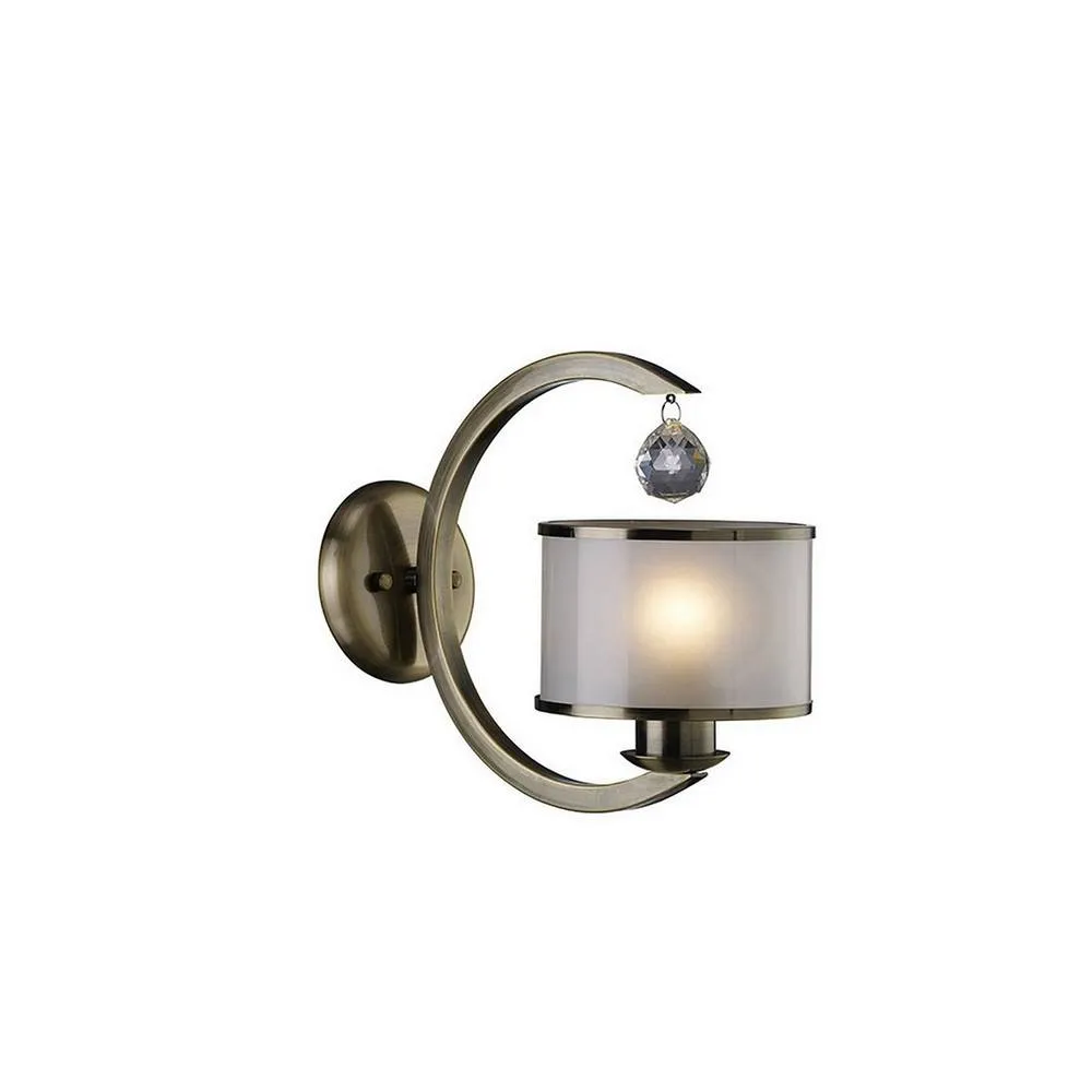 Netlighting Lincoln Wall Lamp E27 Antique BrassGlassCrystal in Bronze