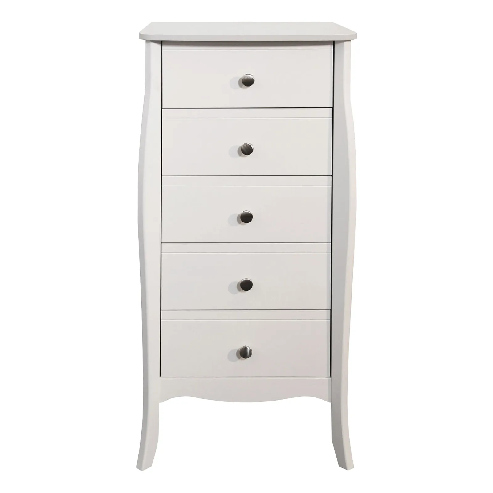 Baroque White 5 Drawer Chest White
