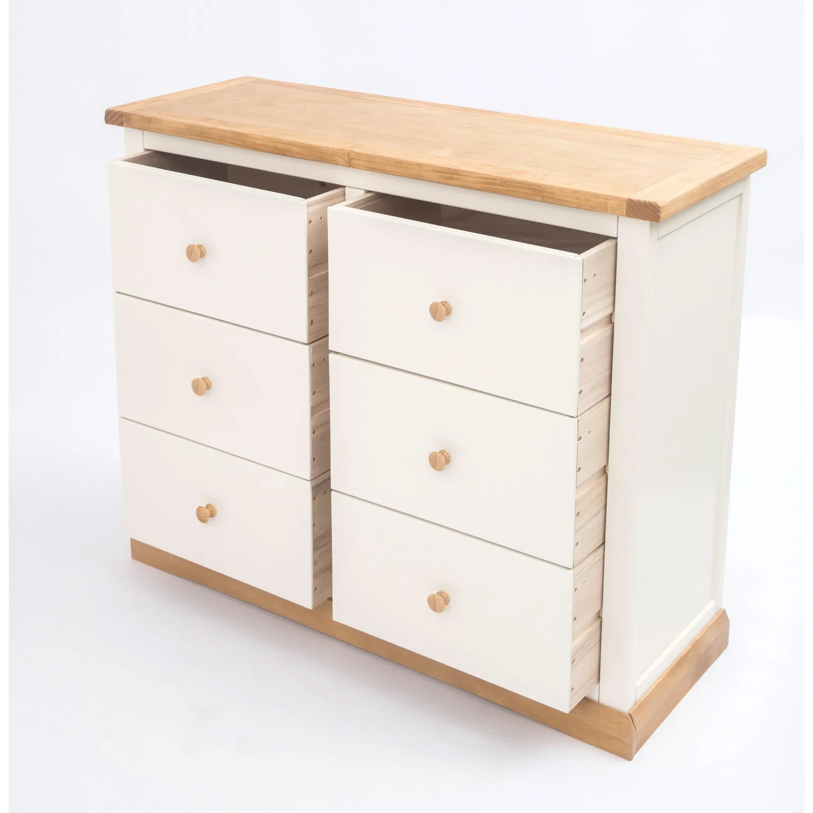 Cabinet Bits Trevi 6 Drawer Chest of Drawers Wood Knob in Off-White 4