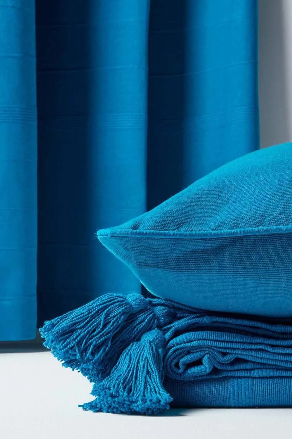 Homescapes Cotton Rajput Ribbed Cushion Cover in Teal 5