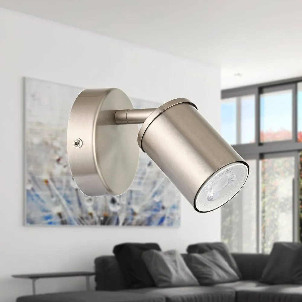 First Choice Lighting Set of 2 Larbert - Brushed Nickel Adjustable Wall or Ceiling Spotlight in Silver 5