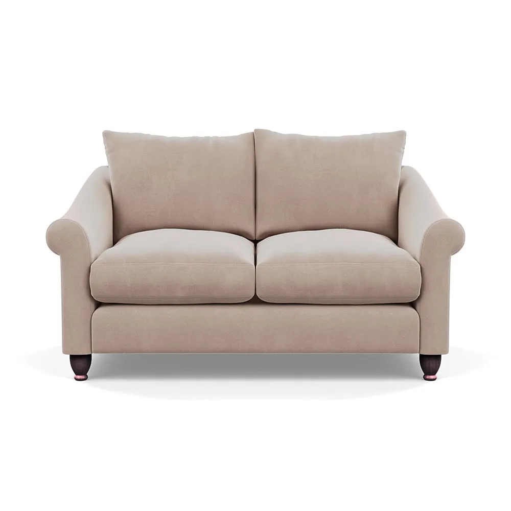 Heal's Devon 2 Seater Sofa Smart Velvet Pebble Walnut Stained Feet