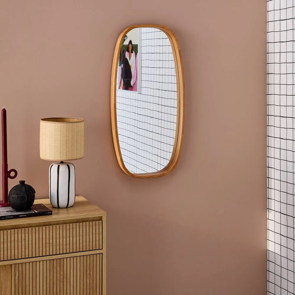 sweeek Rectangular wooden mirror in Light Brown