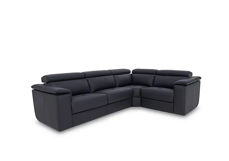 Canto Small Leather Corner Sofa - Torello Blu