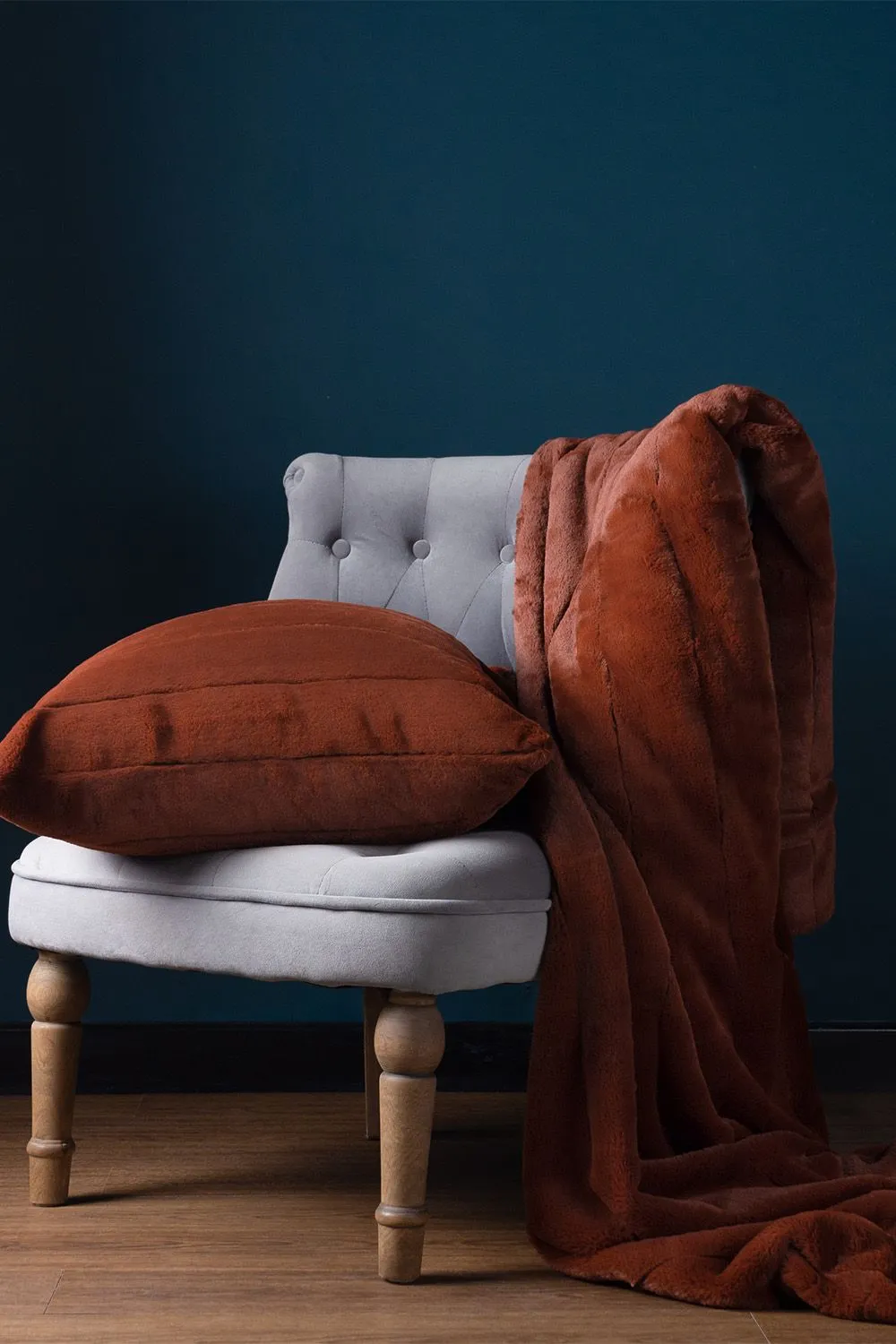 Paoletti Empress Alaskan Faux Fur Cushion in Orange 5