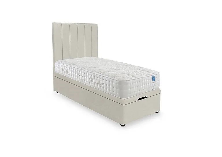 Luxury Firm End Lift Ottoman Divan Set - Small Single - Plush Ecru