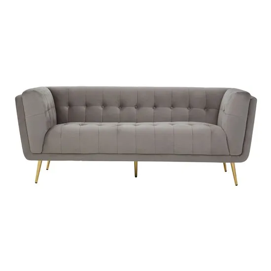 Harino Velvet Upholstered 3 Seater Sofa In Grey