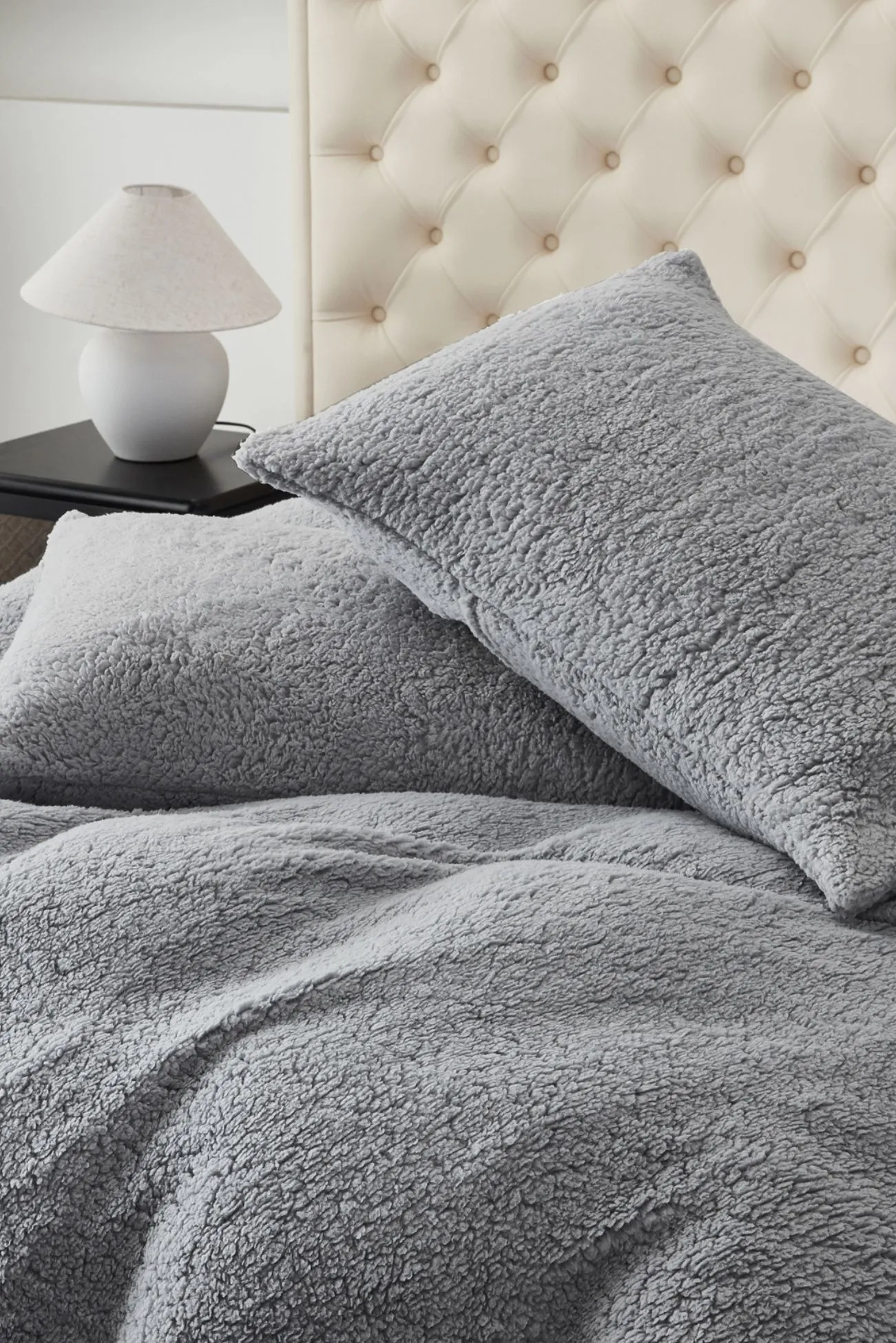 Ezysleep Winter Warm Soft Teddy Fleece Duvet Set in Silver 2